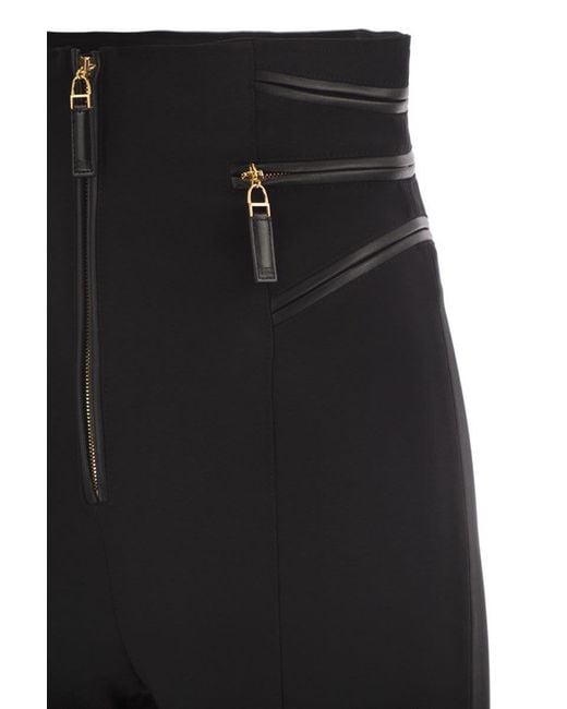 Elisabetta Franchi Black Crepe Trousers With Zip Details