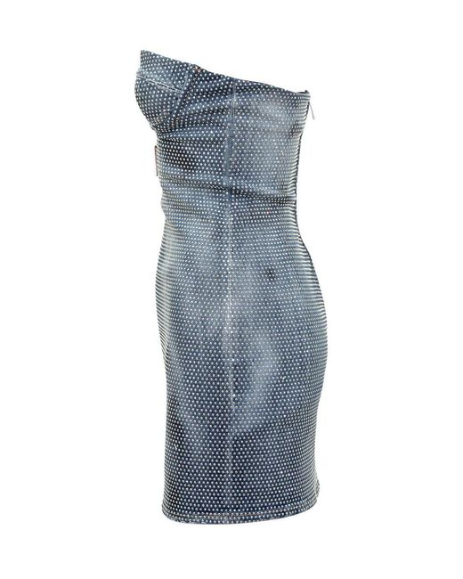 DSquared² Blue Cotton Mini Dress