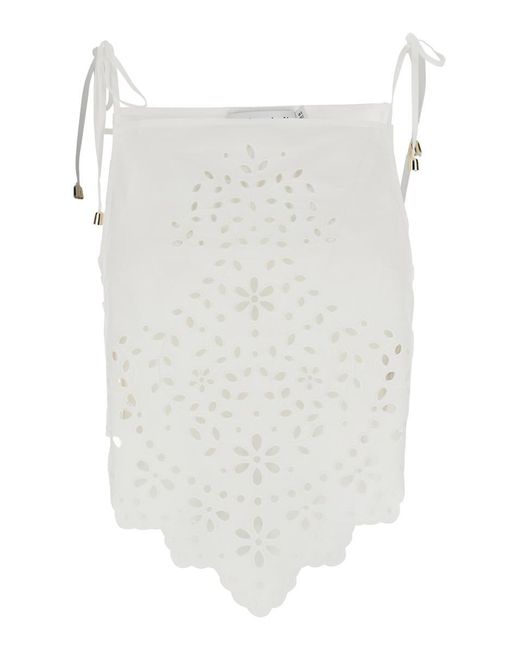 Self-Portrait White Top With Asymmetric Hem