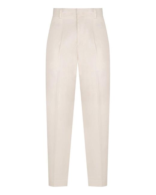 Emporio Armani White Cotton Twill Chino Trousers for men