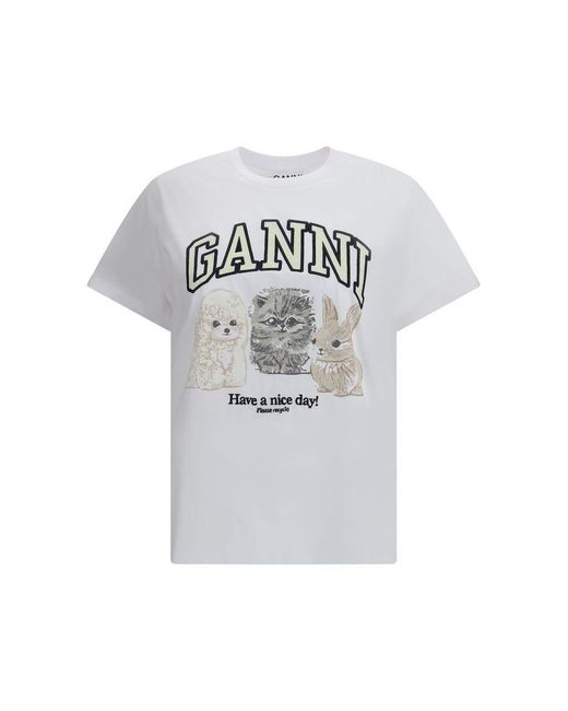 Ganni Gray T-Shirts And Polos