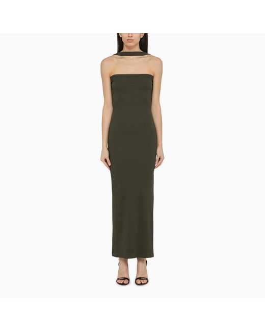 Courreges Green Military Ribbed Dress