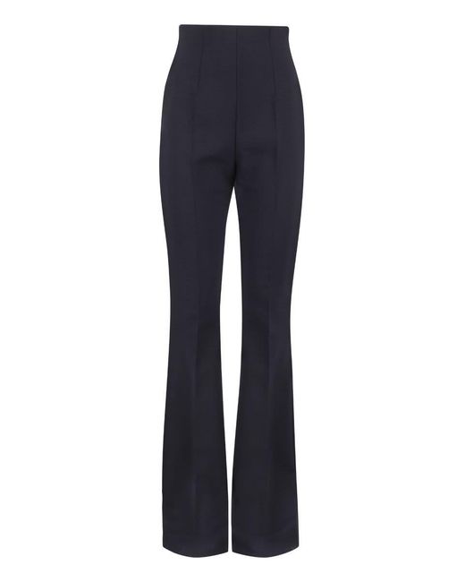Sportmax Wool Elleni - High-waisted Flare Trousers in Midnight Blue ...