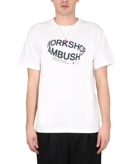 Ambush White Logo Print T-shirt for men