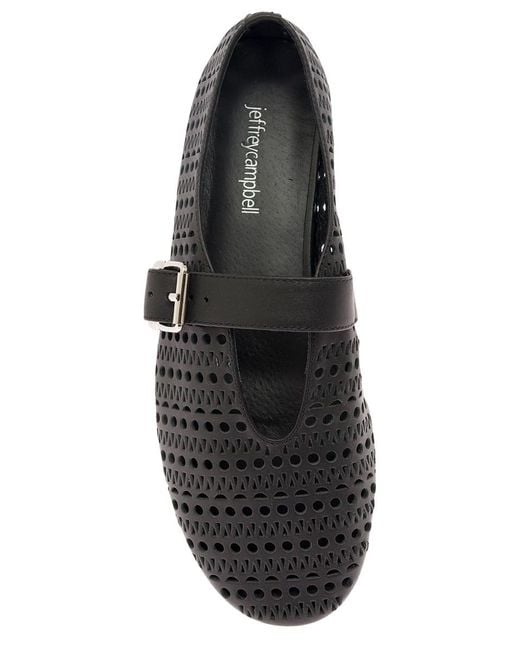 Jeffrey Campbell Black 'Shelly' Ballet Flats With Maxi Buckle