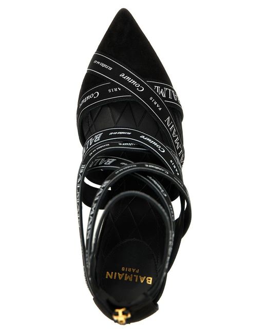 Balmain Black 'Couture Ribbon-Print' Pumps
