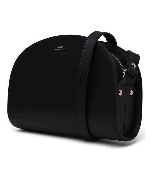 A.P.C. Black Leather Half-Moon Bag