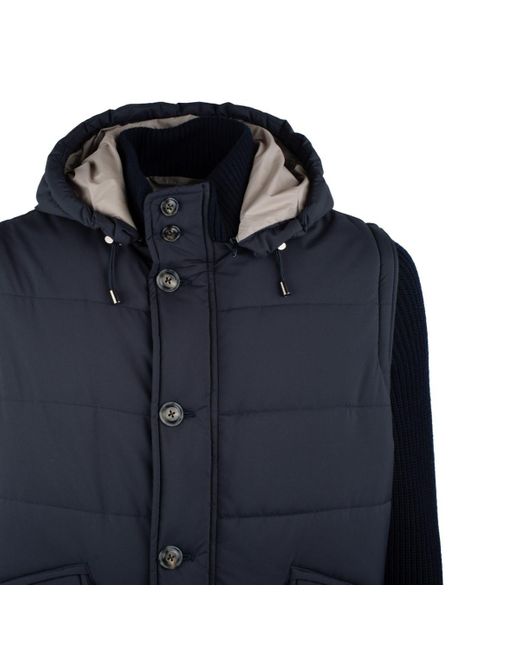 Barba Napoli Blue Jacket With Removable Knit Sleeves for men