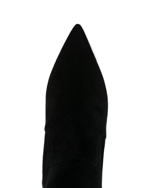 Stuart Weitzman Black Pointed-Toe Suede Boots