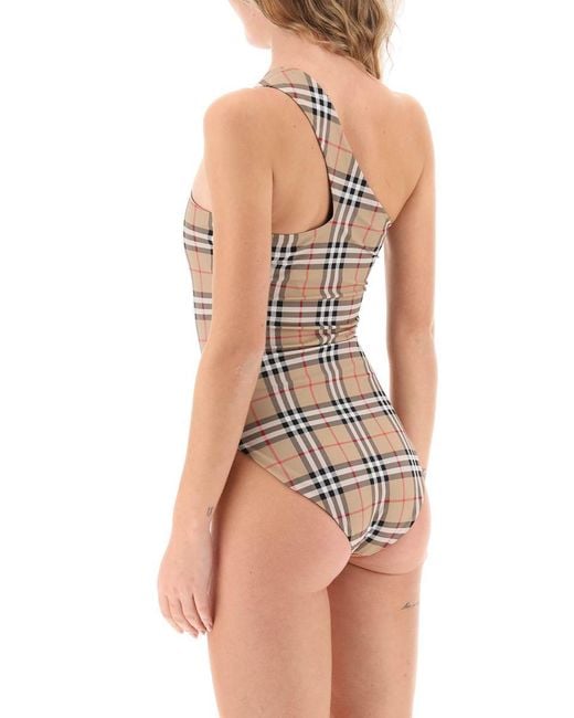 Burberry Multicolor Check One-shoulder One-piece Swimsuit