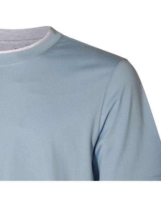 Brunello Cucinelli Blue Light Cotton T-Shirt for men