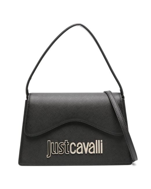 Just Cavalli Black Logo-plaque Printed-lining Bag