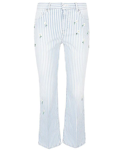 I LOVE MY PANTS Blue Striped Cotton Trousers