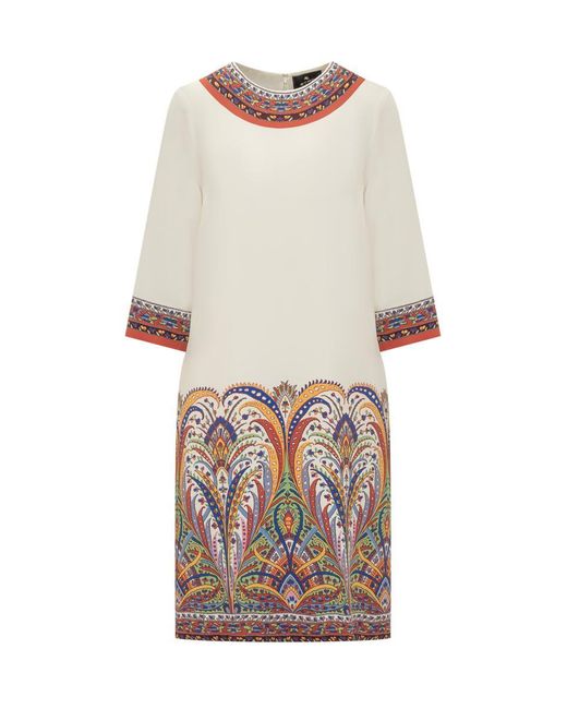 Etro Natural Knit Dress With Print