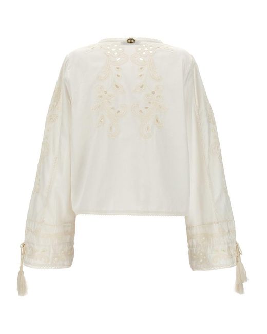 Twin Set White Embroidery Blouse