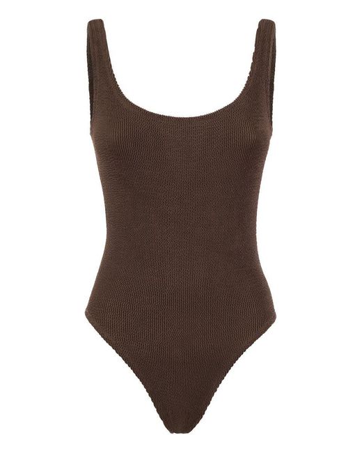 Mc2 Saint Barth Brown Lora - One-piece Swimsuit With Round Neckline
