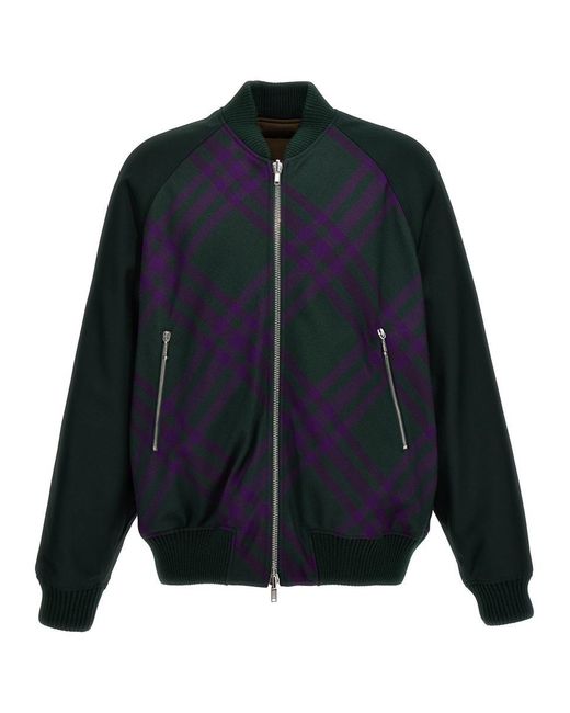 Burberry Blue Check Reversible Bomber Jacket Casual Jackets for men