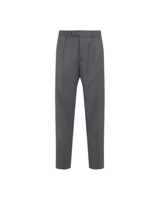 Zegna Gray Pure Wool Pants for men