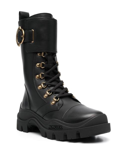 Moncler Black Larue Lace-up Leather Boots