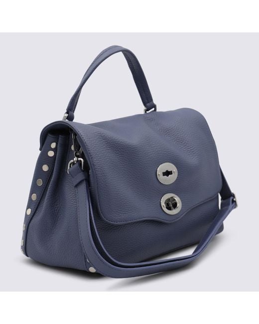 Zanellato Blue Leather Postina Baby Top Handle Bag