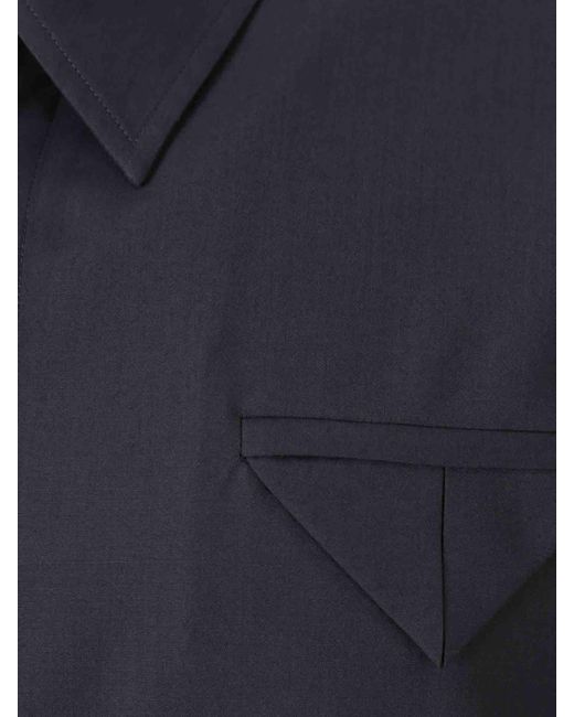 Bottega Veneta Blue Plain Wool Shirt for men