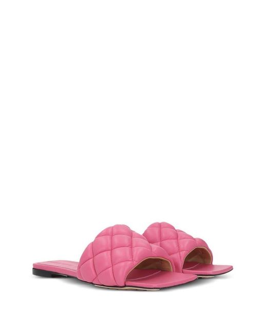 Bottega Veneta Pink Flat Padded Sandals