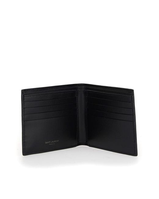 Saint Laurent Black Tiny Cassandre Wallet for men