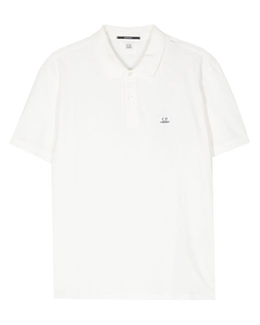 C P Company White Stretch Piquet Regular Polo Shirt for men