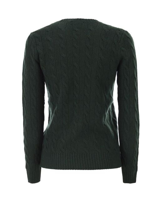 Polo Ralph Lauren Green Plaited Wool And Cashmere Crew-Neck