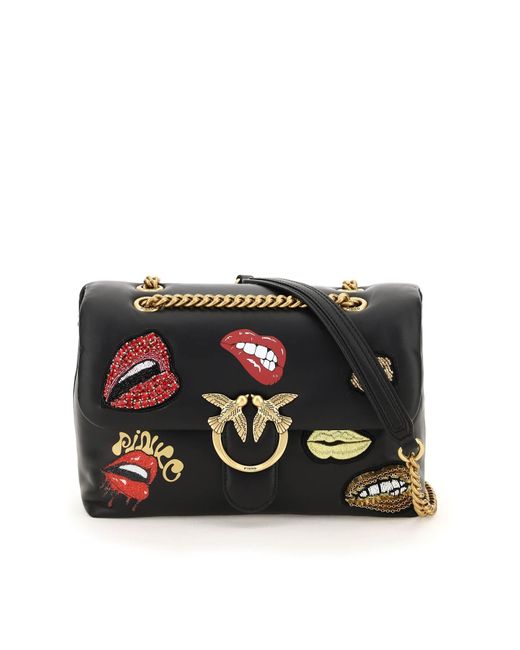 Pinko Leather Big Love Puff Red Lips Bag in Nero Antique Gold (Black) -  Save 10% | Lyst