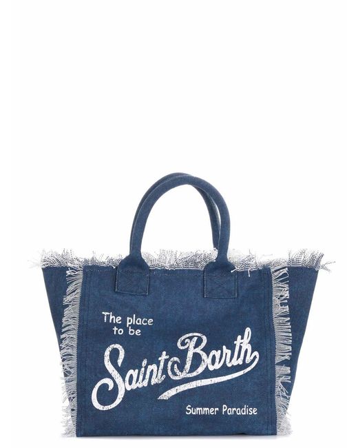 Mc2 Saint Barth Blue Canvas Shopping Bag