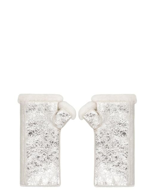 Yves Salomon White Leather Gloves