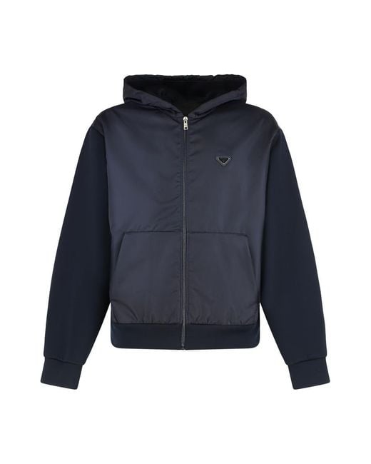 Prada Full Zip Hoodie in Blue for Men | Lyst UK