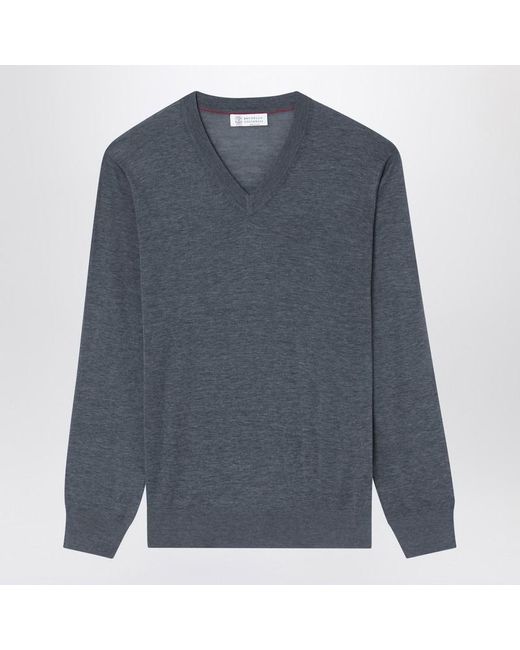 Brunello Cucinelli Blue Dark Sweater for men