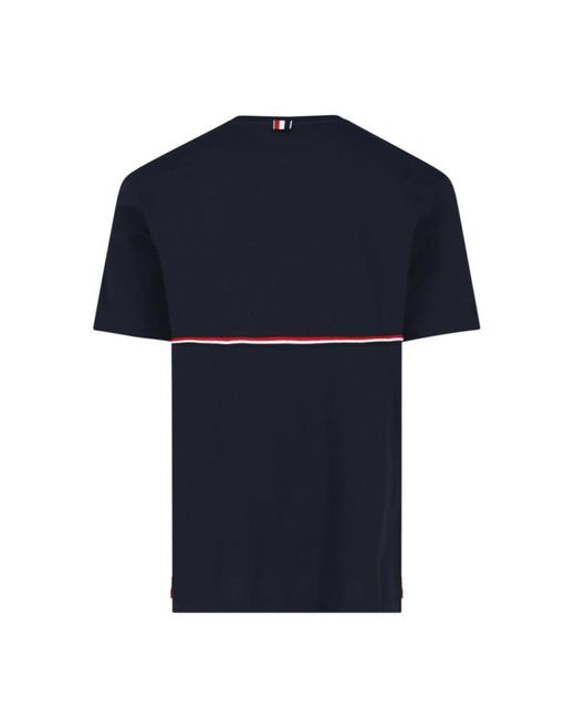 Thom Browne Blue Tricolor Detail T-shirt for men