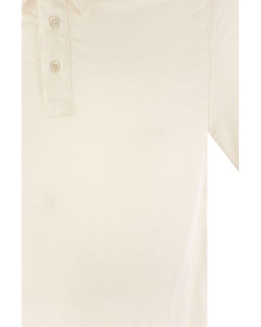 Majestic Filatures White Linen Short-sleeved Polo Shirt for men