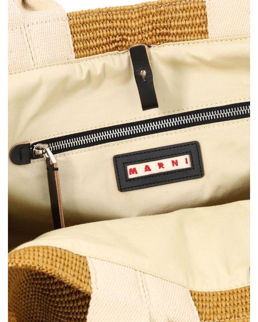 Marni Natural Embroidered Tote Bag