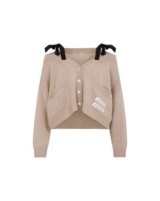 Miu Miu Natural Cashmere Cardigan Sweater