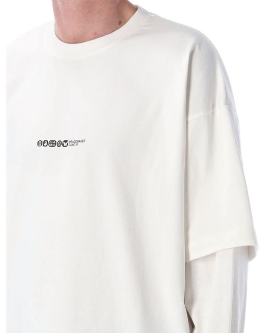 OAMC White Peacemaker Painted Double Layer Boxy T-Shirt for men