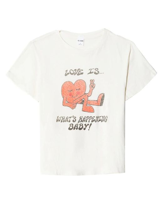 Re/done White Classic What'S Happening-Print T-Shirt