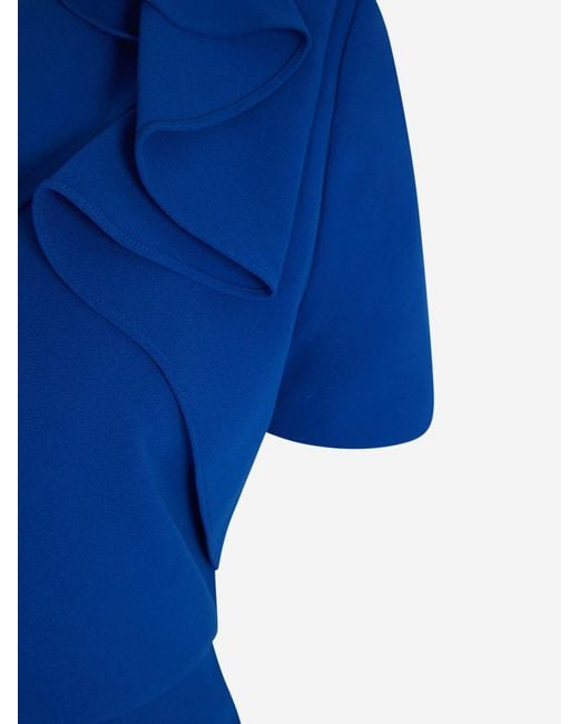 Roland Mouret Blue Mini Ruffle Dress