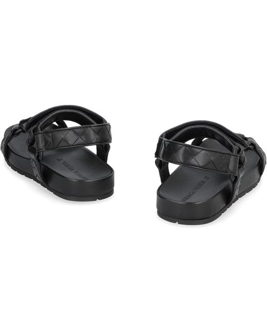 Bottega Veneta Black Trip Leather Sandals