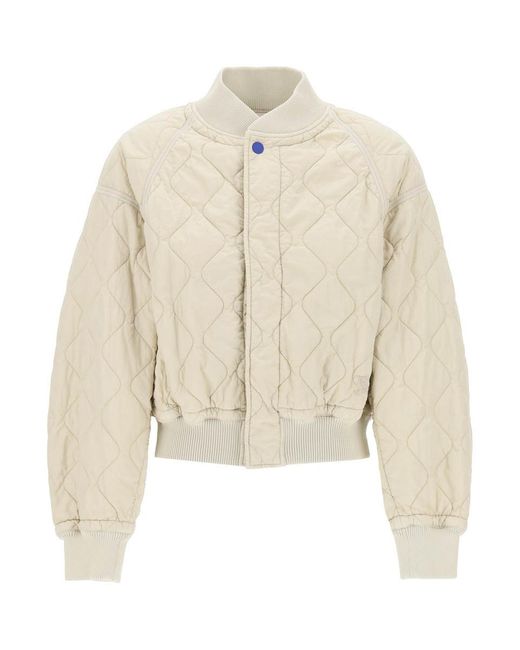 Burberry Natural Quilted Bomber Jacket