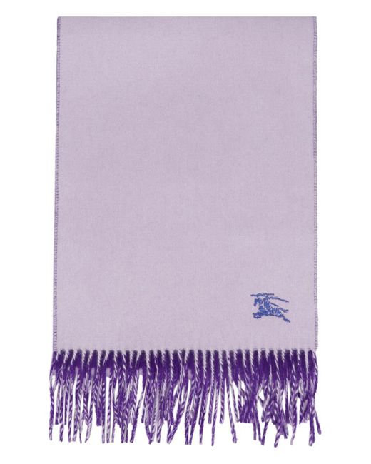 Burberry Purple Cashmere Scarf With Fringes for men