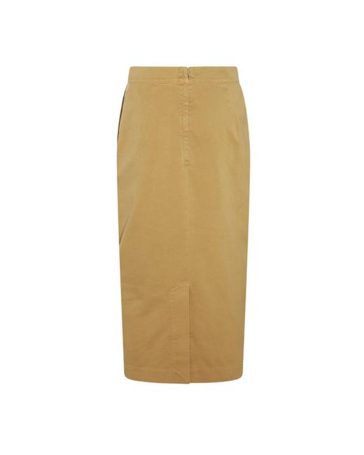 Max Mara Natural Beige Cotton Midi Skirt