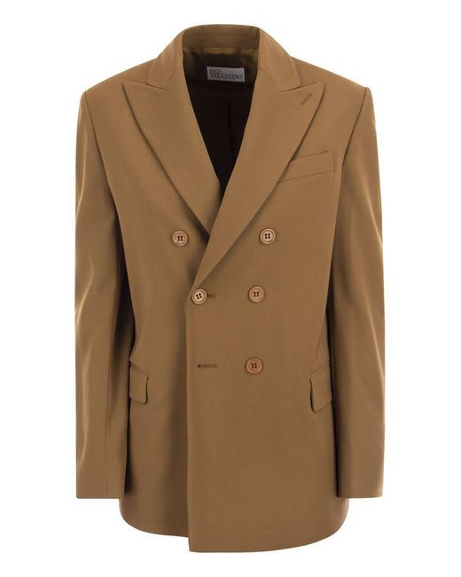 RED Valentino Brown Viscose And Wool Double-breasted Jacket