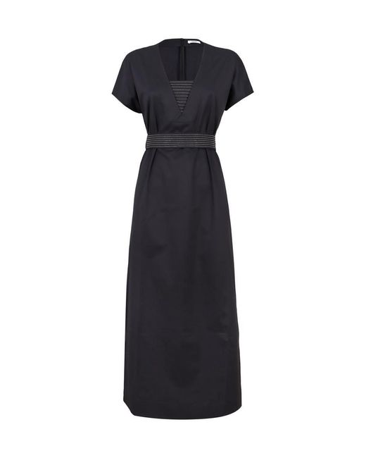 Peserico Dress In Stretch Cotton Fabric in Black | Lyst
