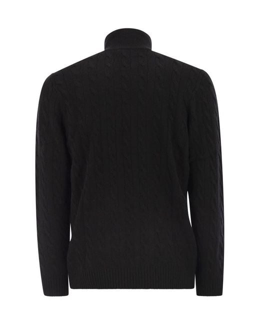 Polo Ralph Lauren Black Wool And Cashmere Cable Knit Jumper for men