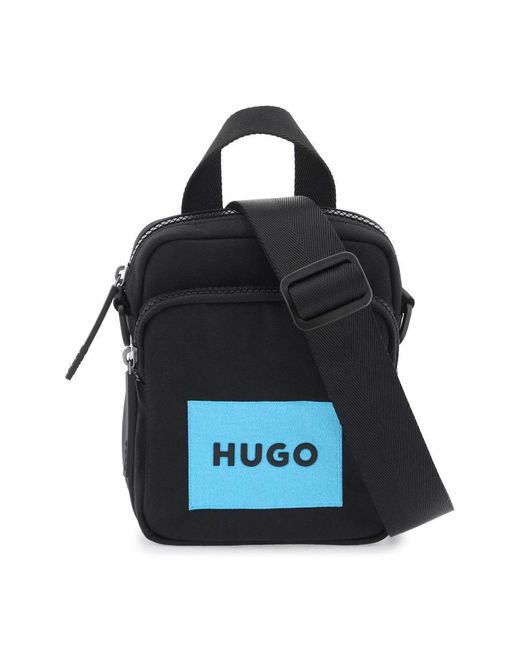 Boss Blue Hugo Nylon Shoulder Bag With Adjustable Strap for men