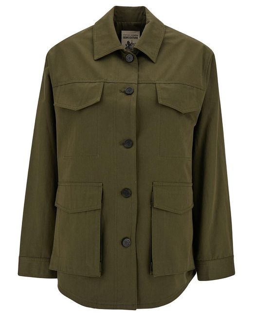 Semicouture 'carla' Military Green Jacket With Patch Pockets At The Front In Military Green Woman